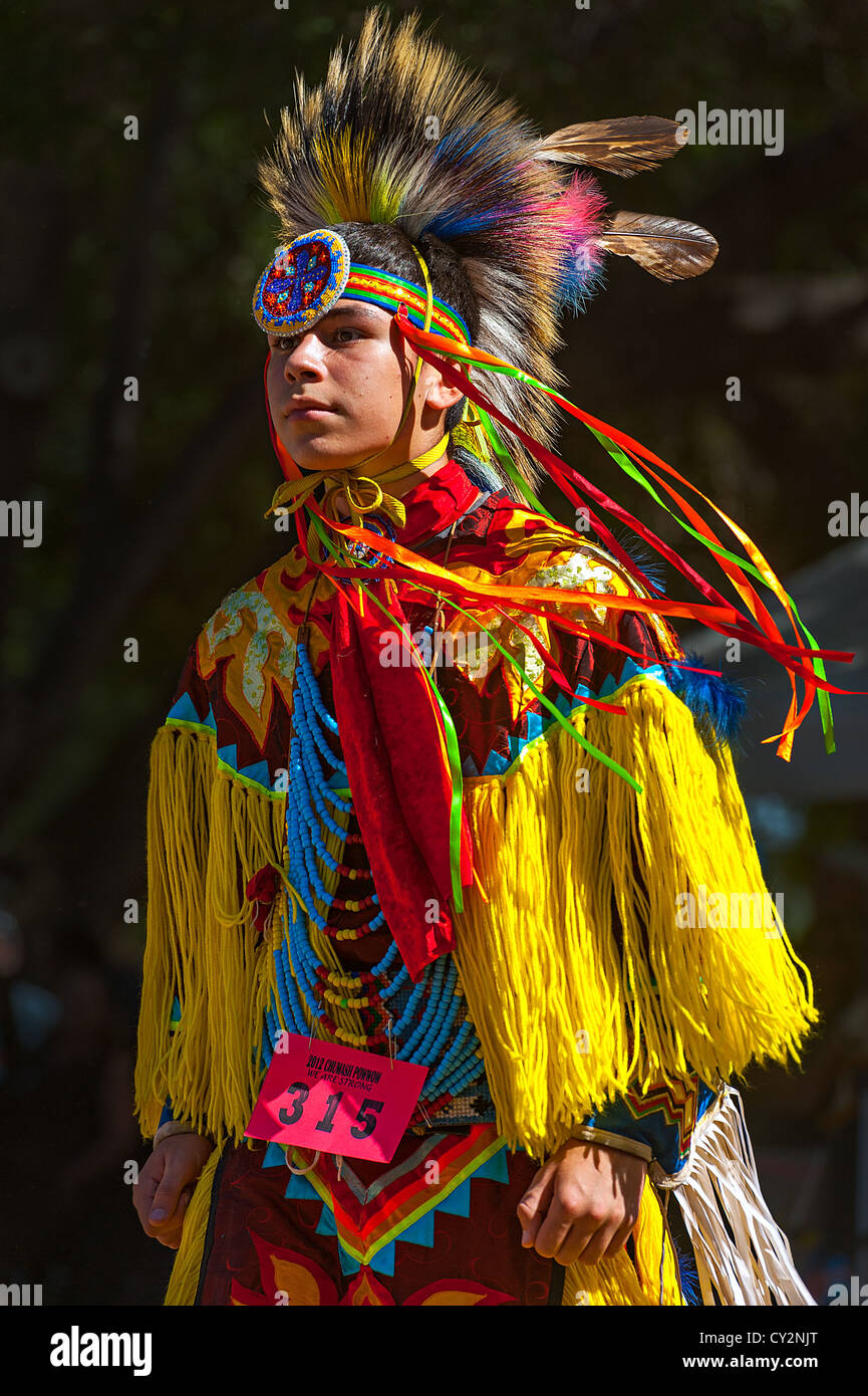 Chumash native American teen dancing Stock Photo