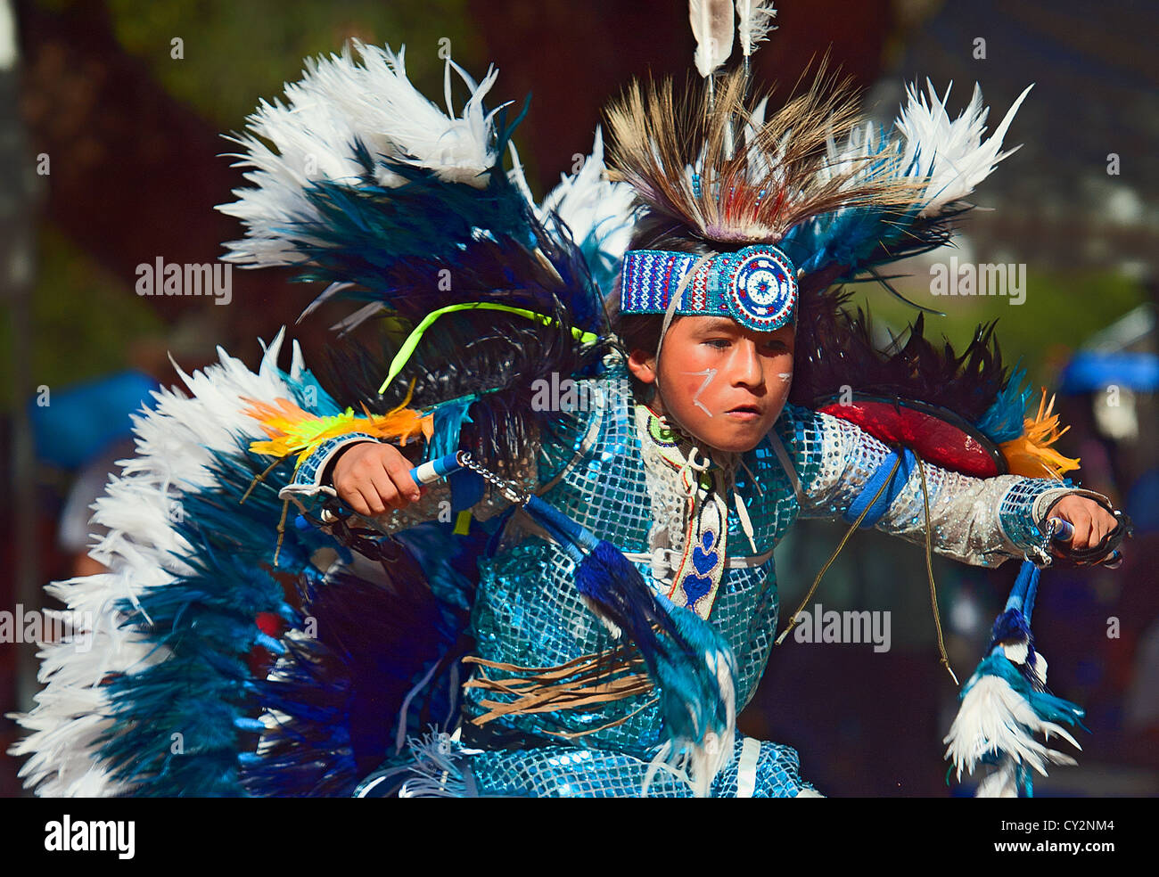 Chumash native American boy dancing Stock Photo