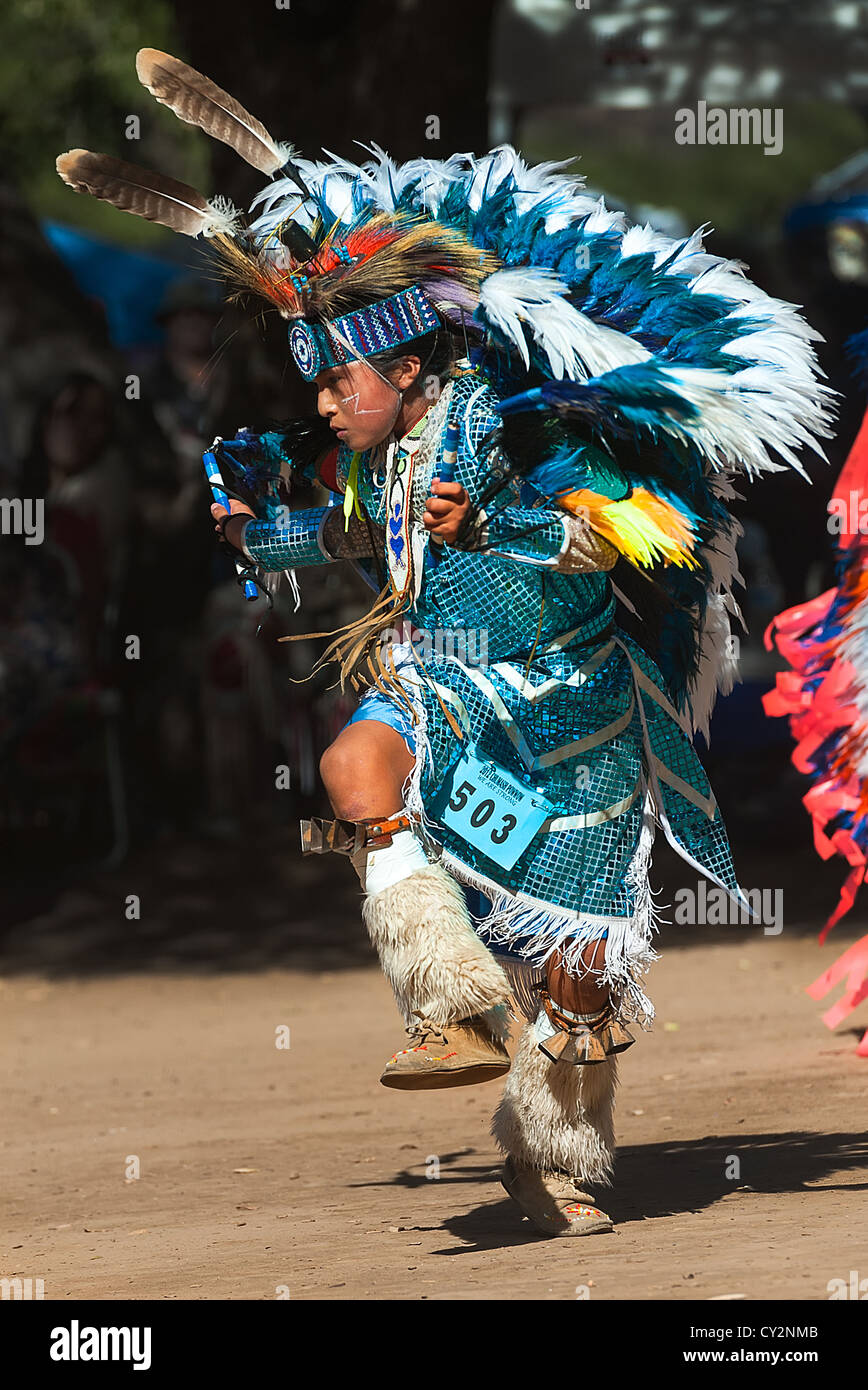 Chumash native American boy dancing Stock Photo