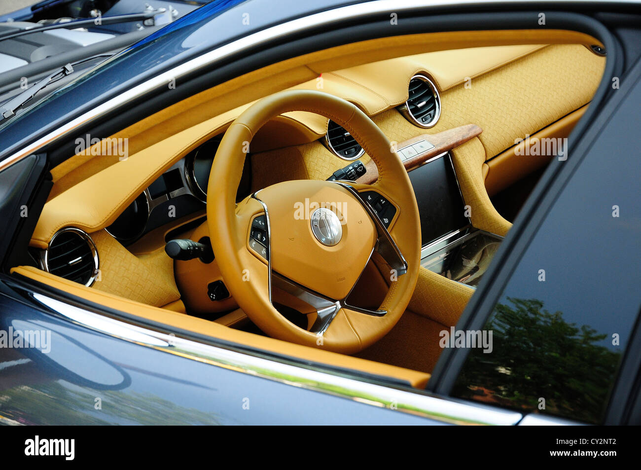 stock photo fisker karma electric car interior view