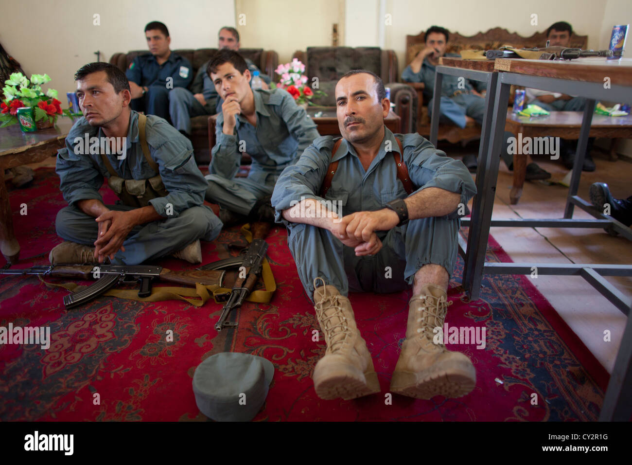 Dutch police mentors training Afghan police officers in Kunduz. Stock Photo