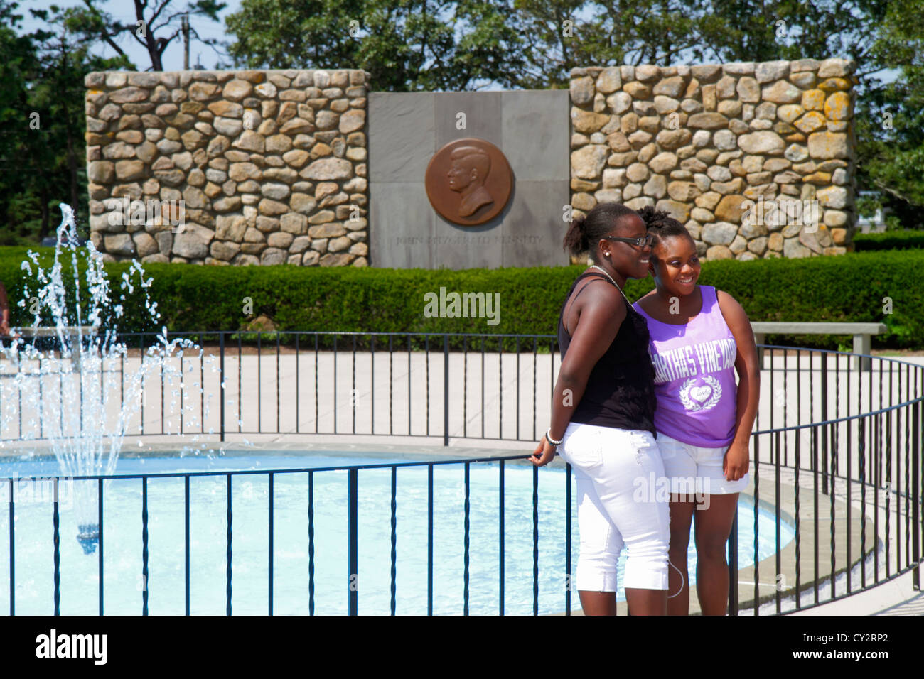 Cape Cod Massachusetts,New England,Hyannis,Veterans Memorial Park,JFK  Memorial,John F. Kennedy,president,residents,fountain,water,Black Blac  Stock Photo - Alamy