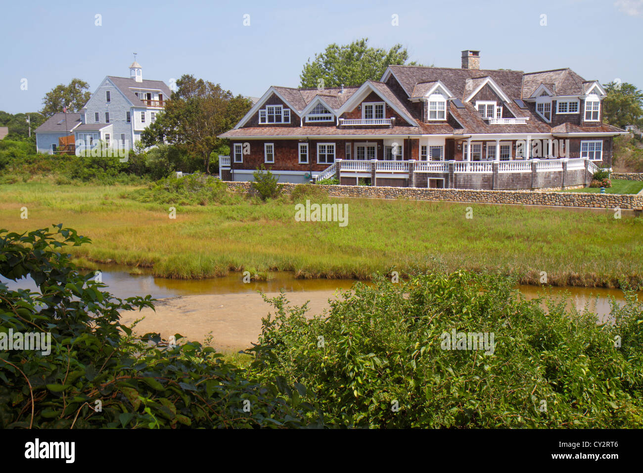 Massachusetts Cape Cod Hyannis house home mansion tidal marsh Stock