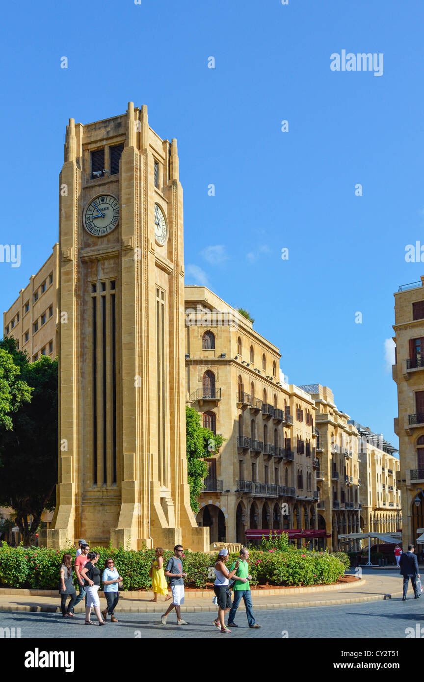 Ottoman Clock Tower, Nejme Square, Downtown Beirut, Lebanon, Middle East Stock Photo