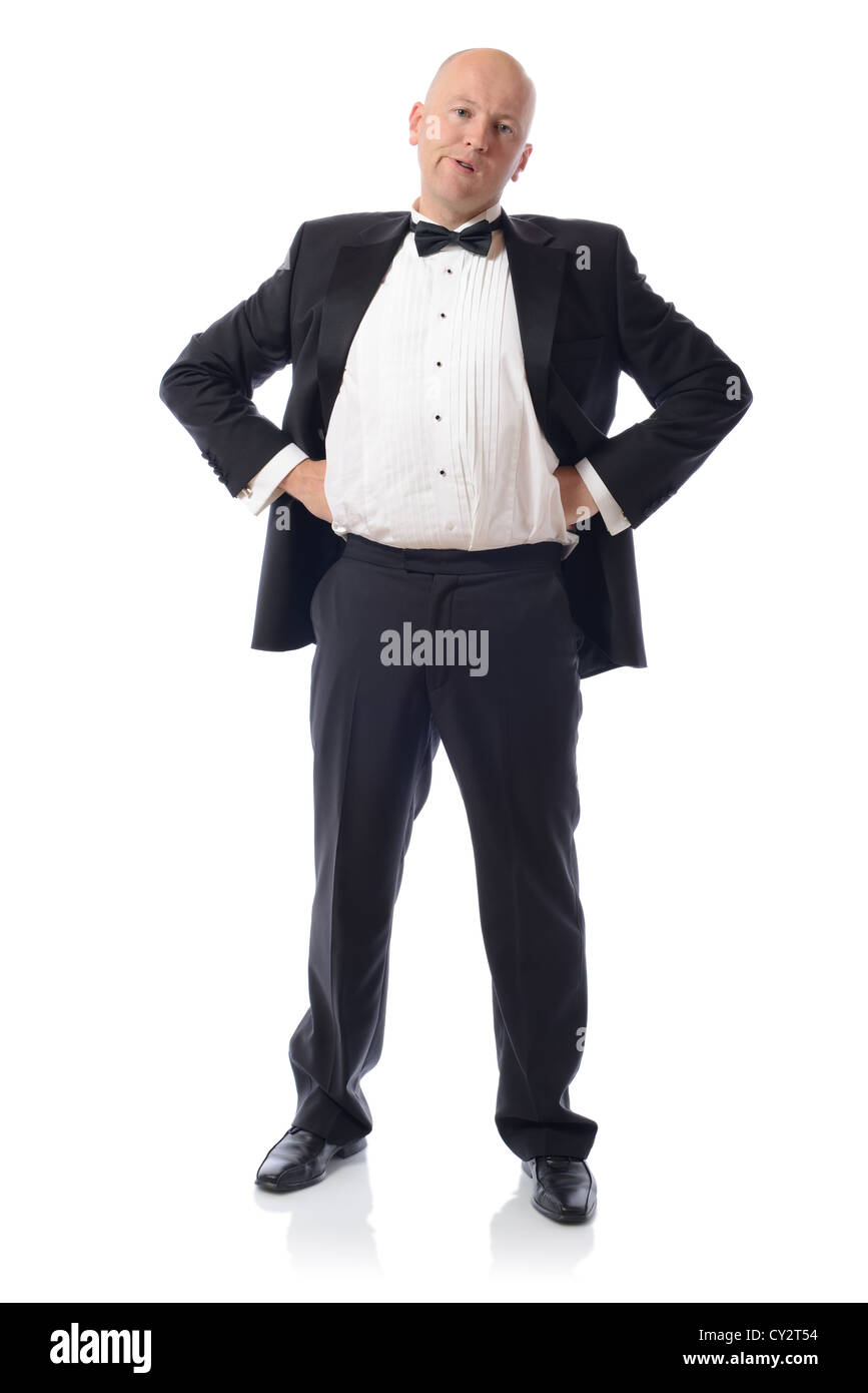 man in tuxedo unhappy look isolated on white Stock Photo