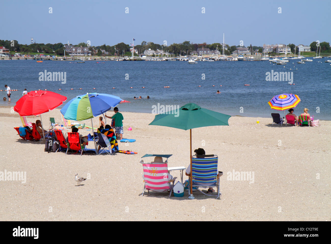 Massachusetts Cape Cod Hyannis Lewis Bay Kalmus Beach Park sand boats ...