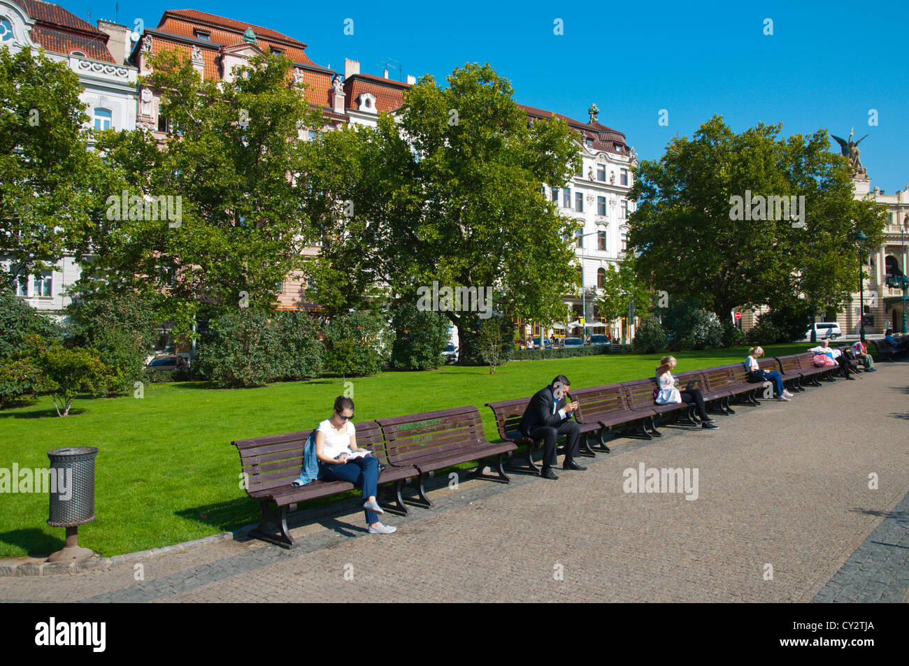 Namesti Miru square Vinohrady district Prague Czech Republic Europe Stock Photo