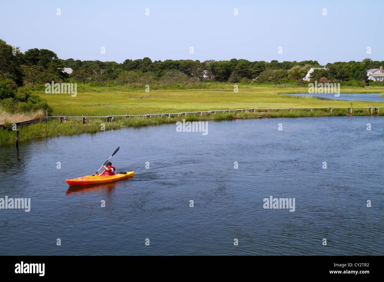 Cape Cod Massachusetts,Dennis Port,Swan River,kayak,kayaker,woman