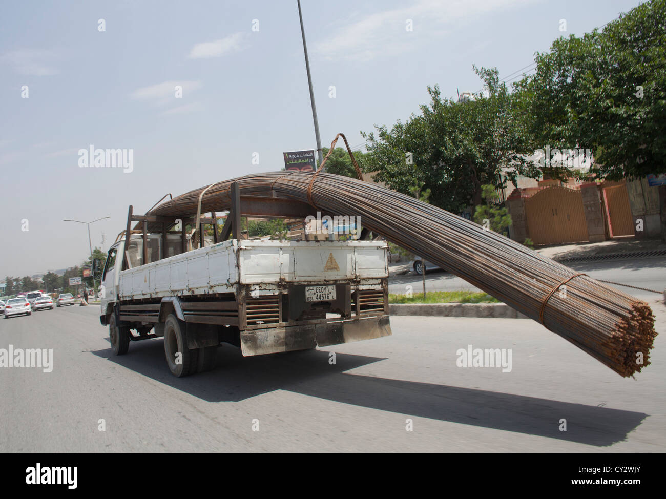 overloading on a truck in kabul Stock Photo