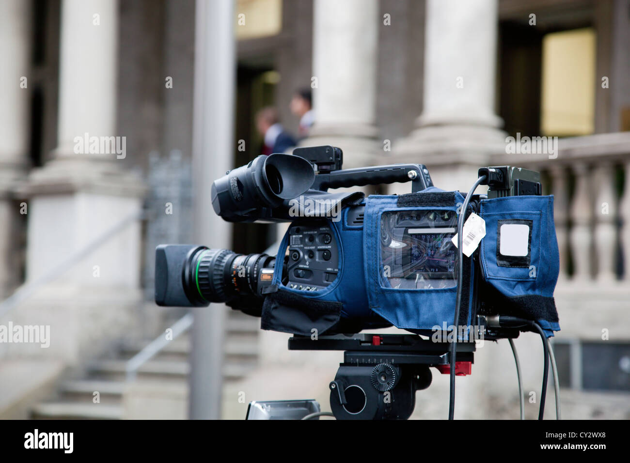 Video camera outdoors against ancient building Stock Photo