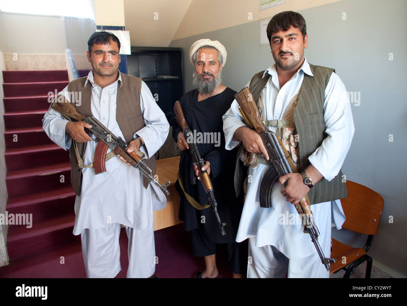 Armed guards in Kunduz, Afghanistan Stock Photo