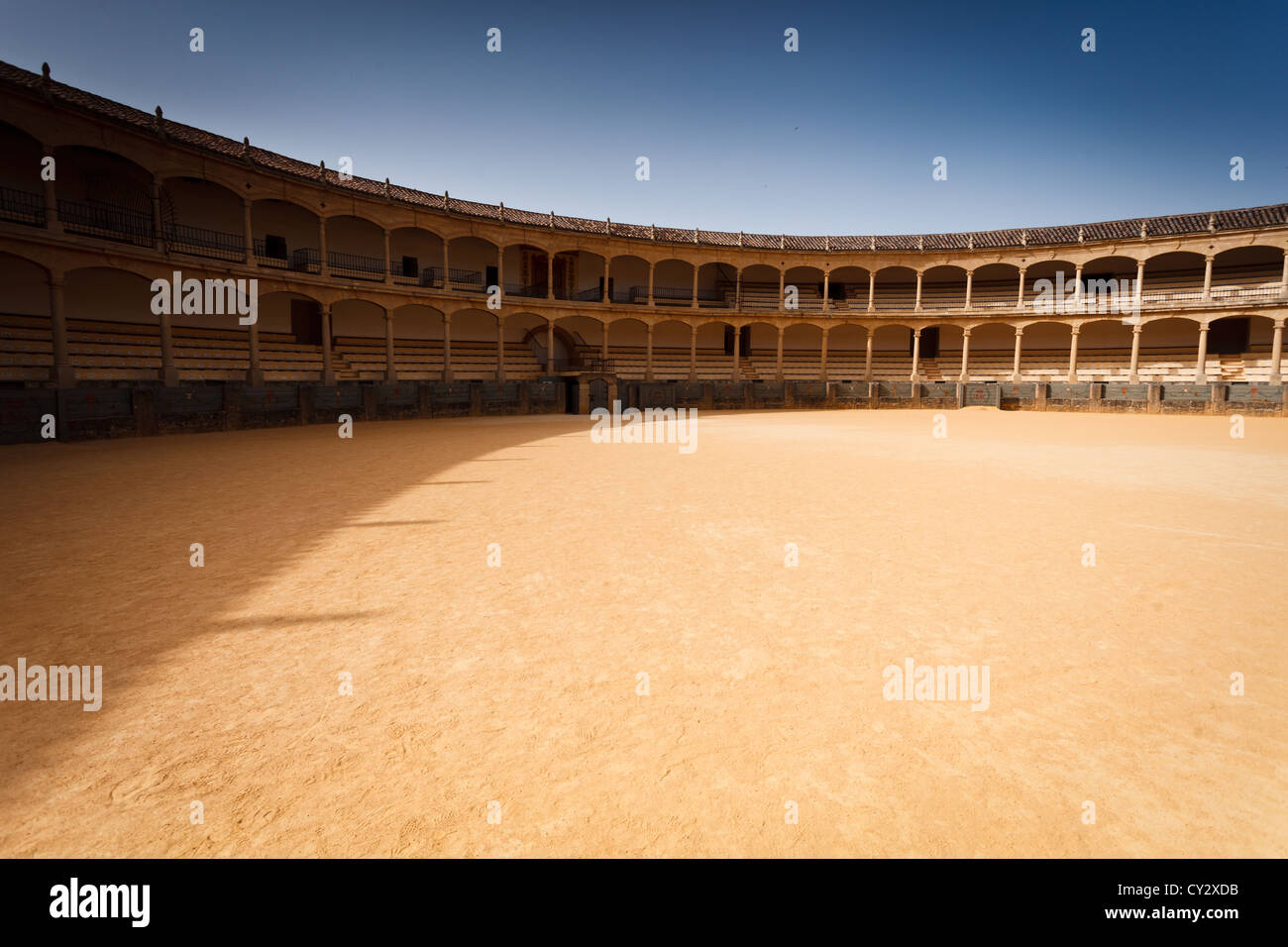 Empty interior of classic Spanish bull fighting ring Stock Photo