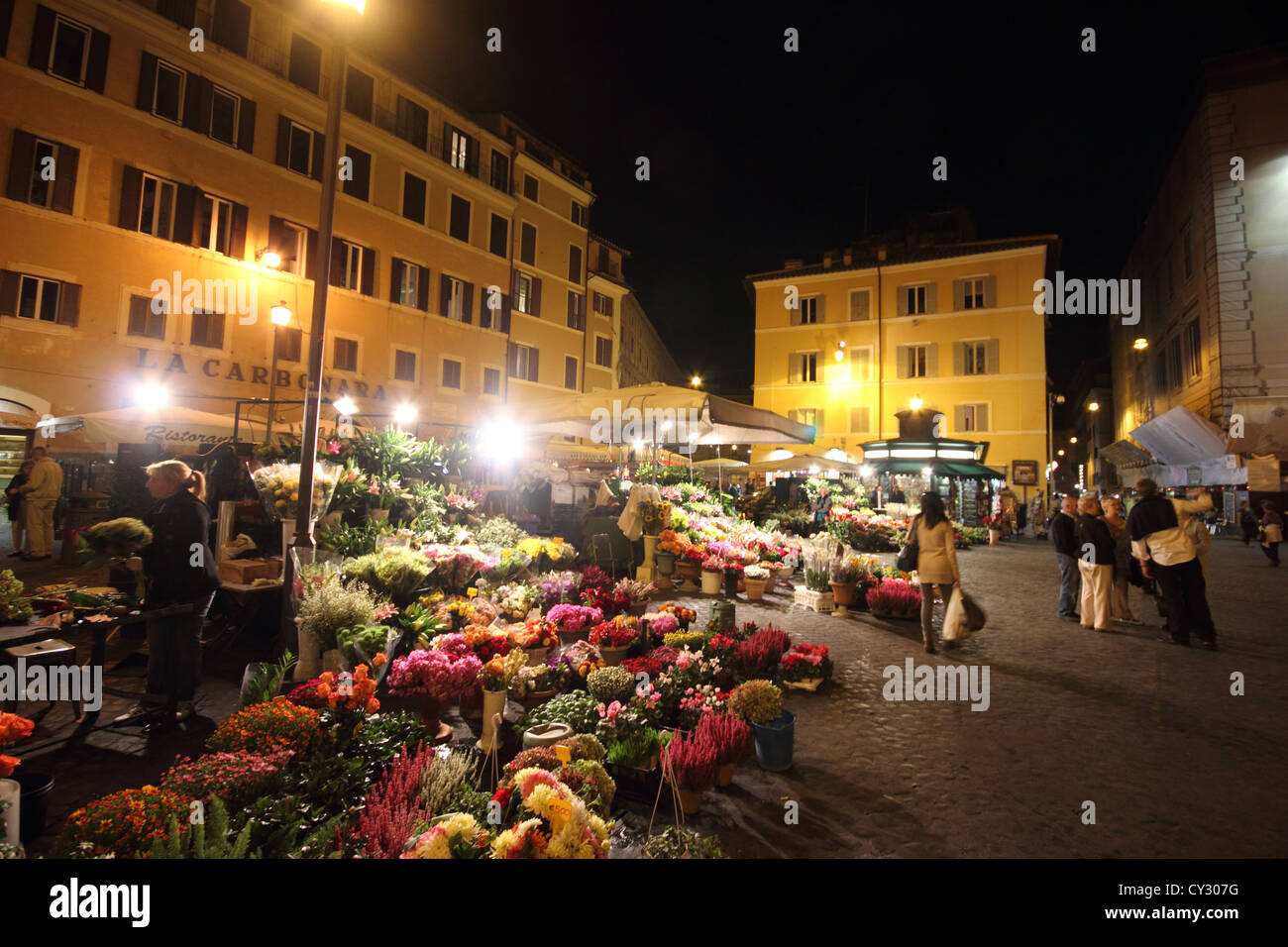 A spectacular night shot of Campo de' Fiori Rome, Roma, Italy, travel, photoarkive Stock Photo