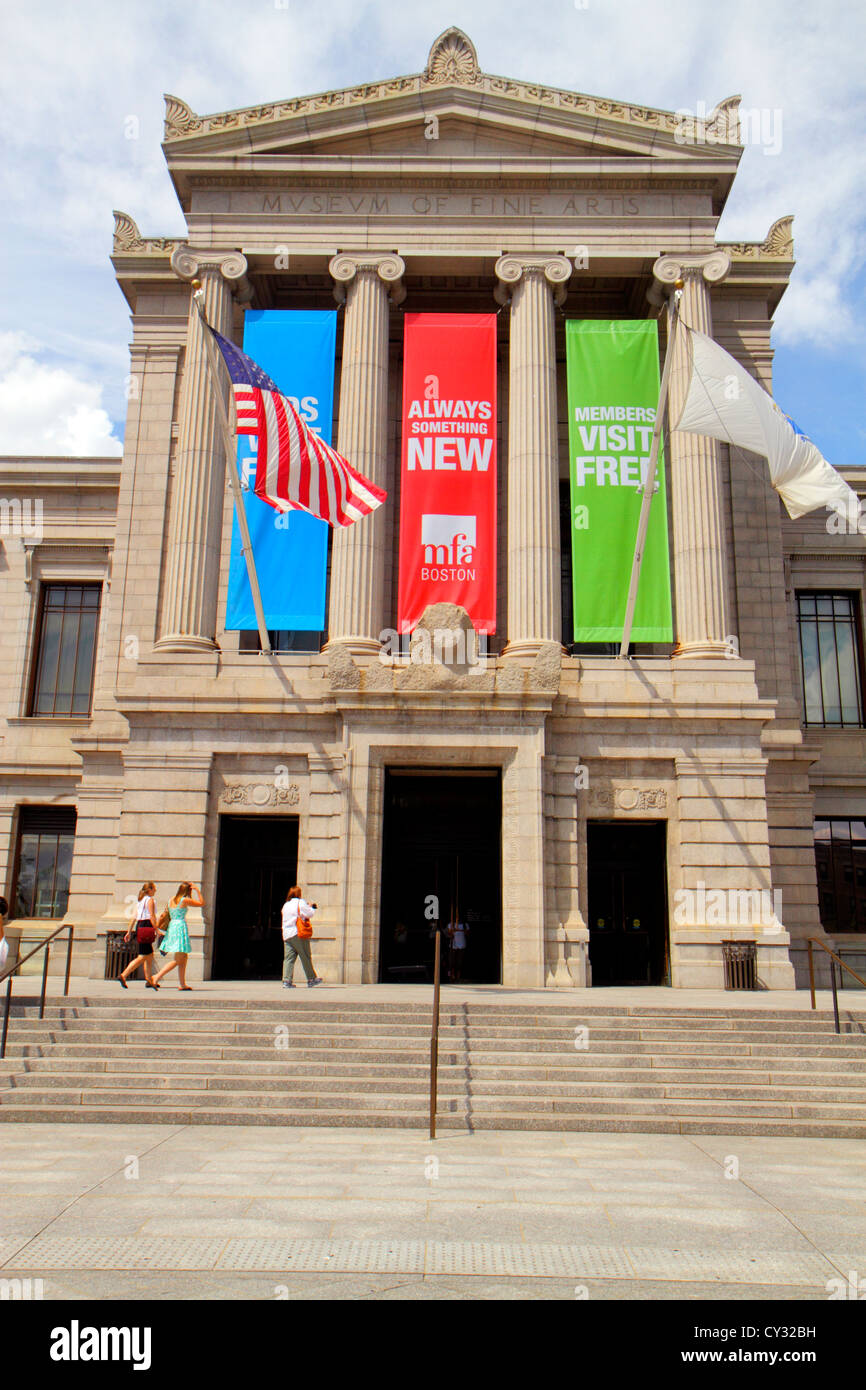 Boston Massachusetts,Huntington Avenue,Museum of Fine Arts,front,entrance,outside exterior,front,entrance,MA120821041 Stock Photo