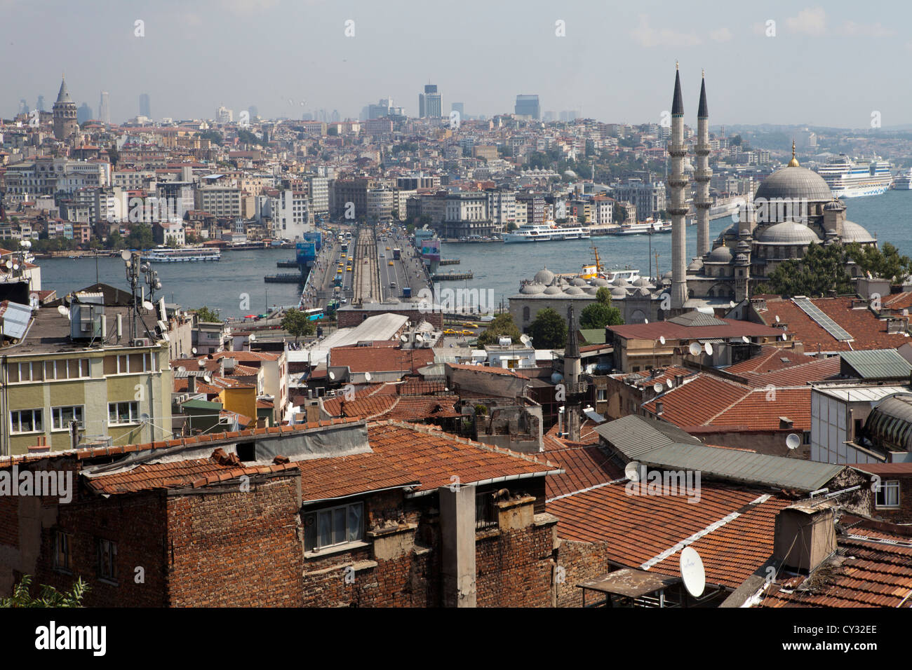 view on the golden horn seen from the peninsula, Istanbul. Stock Photo