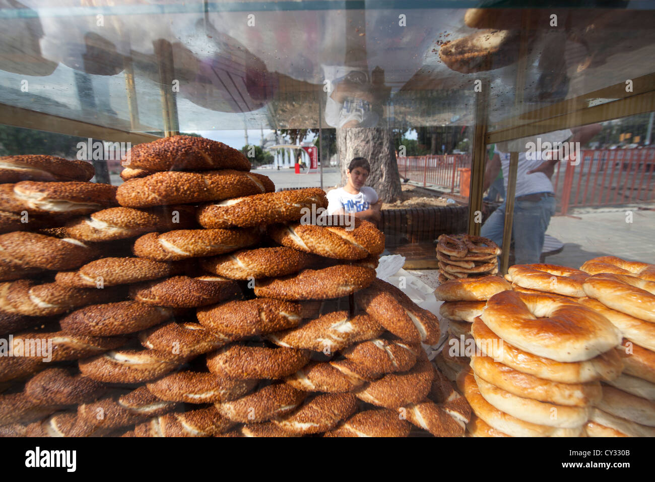 bread sales man in istanbul Stock Photo