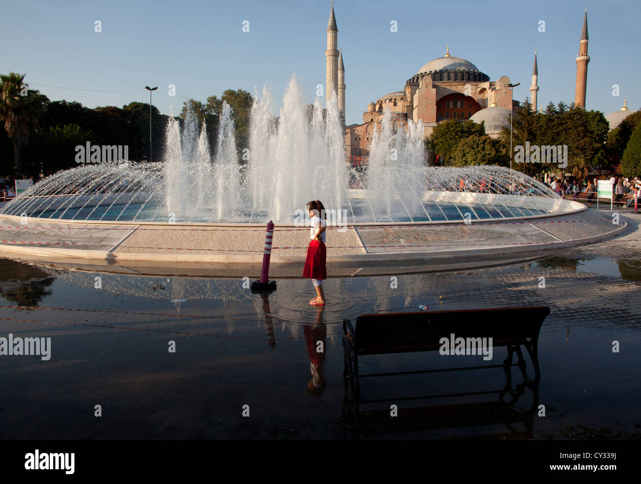 people near the fontain, blue mosque, istanbul Stock Photo