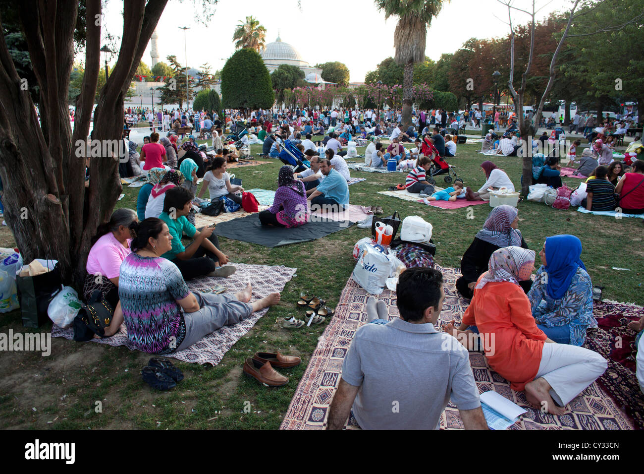 Ramadan picnic in front of the Aya Sofya, istanbul Stock Photo