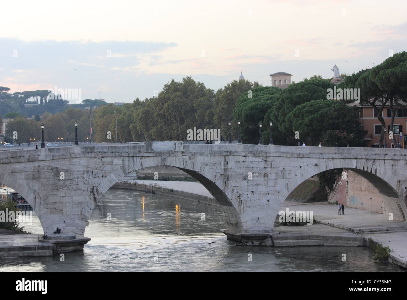 beautiful bridge crossing the Tevere, Roma, Rome, Italy, photoarkive Stock Photo
