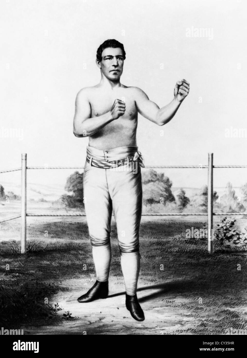 Vintage portrait print of famous Irish American bareknuckle boxer John