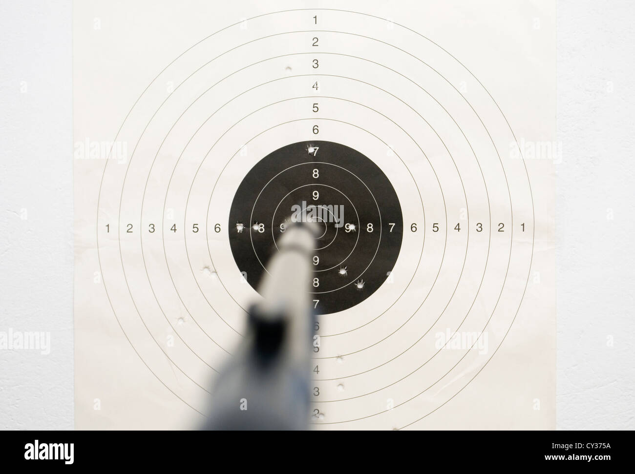 Air rifle shooting target on wall Stock Photo Alamy