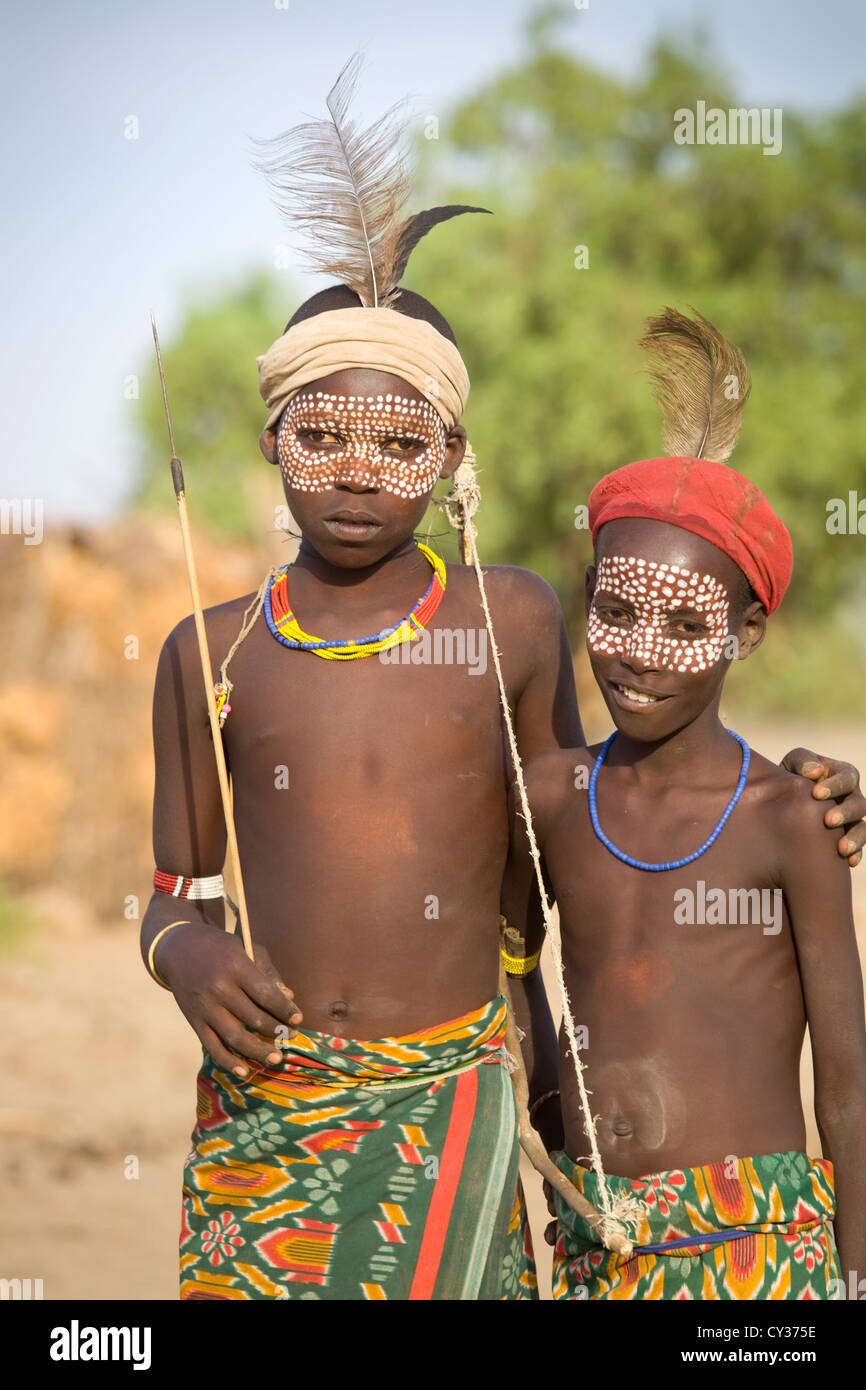 Young children of the Erbore tribe, Omo River Valley, Ethiopia Stock Photo