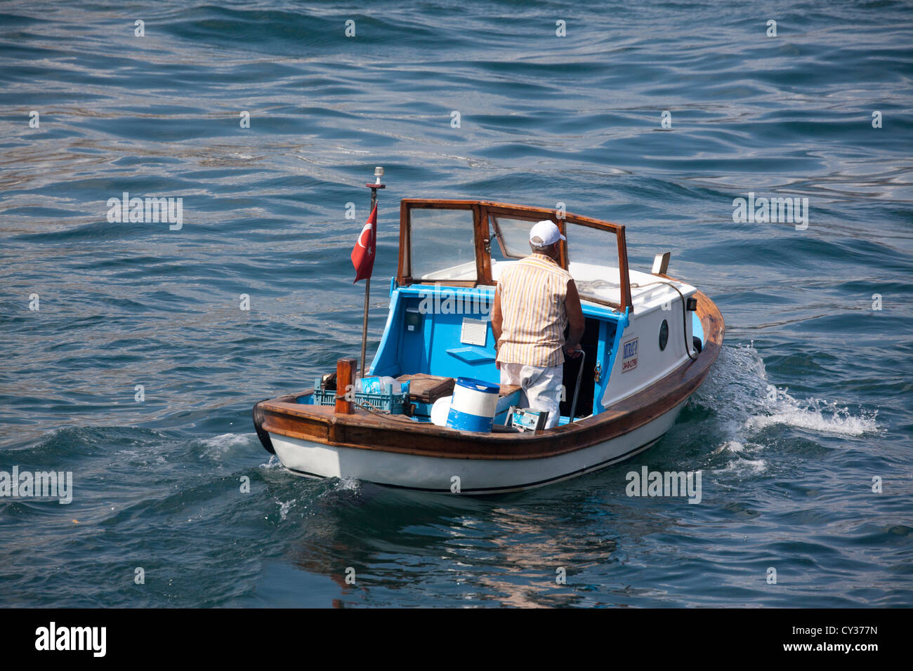 small fishing boat on the bosphorus, istanbul Stock Photo