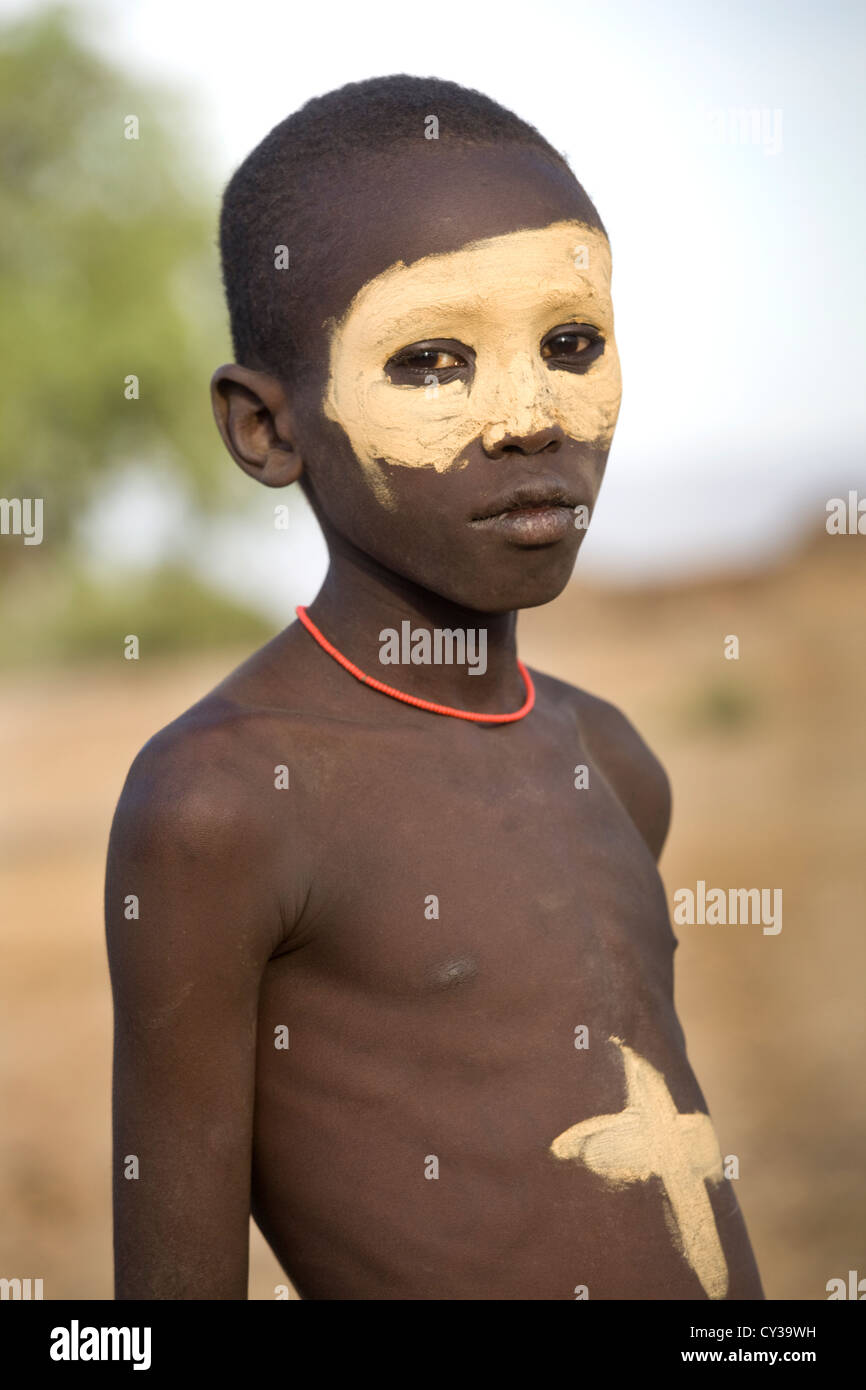 Karo boy, Omo River Valley, Ethiopia Stock Photo