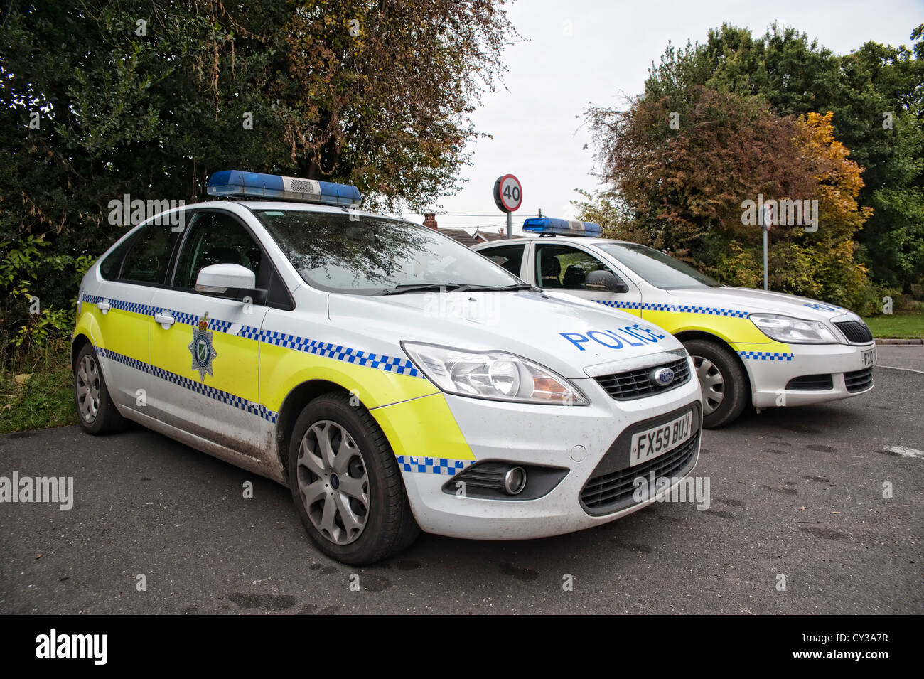 Two British Police Cars Stock Photo Alamy