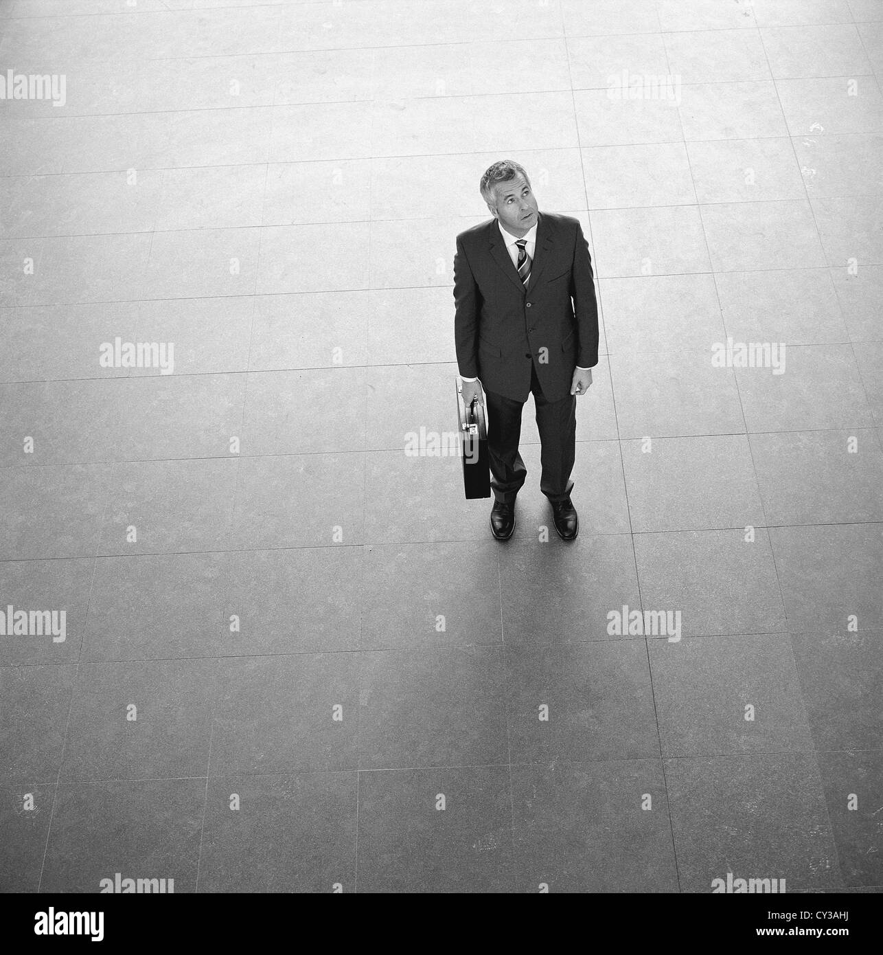 black and white lost businessman License free except ads and outdoor billboards Stock Photo