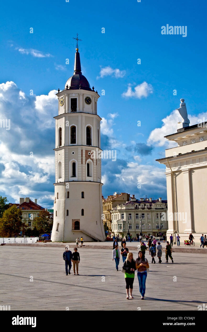 Lithuania, Lietuva, Vilnius, Baltic States, Arch-Cathedral Basilica and bell tower at Cathedral Square Stock Photo