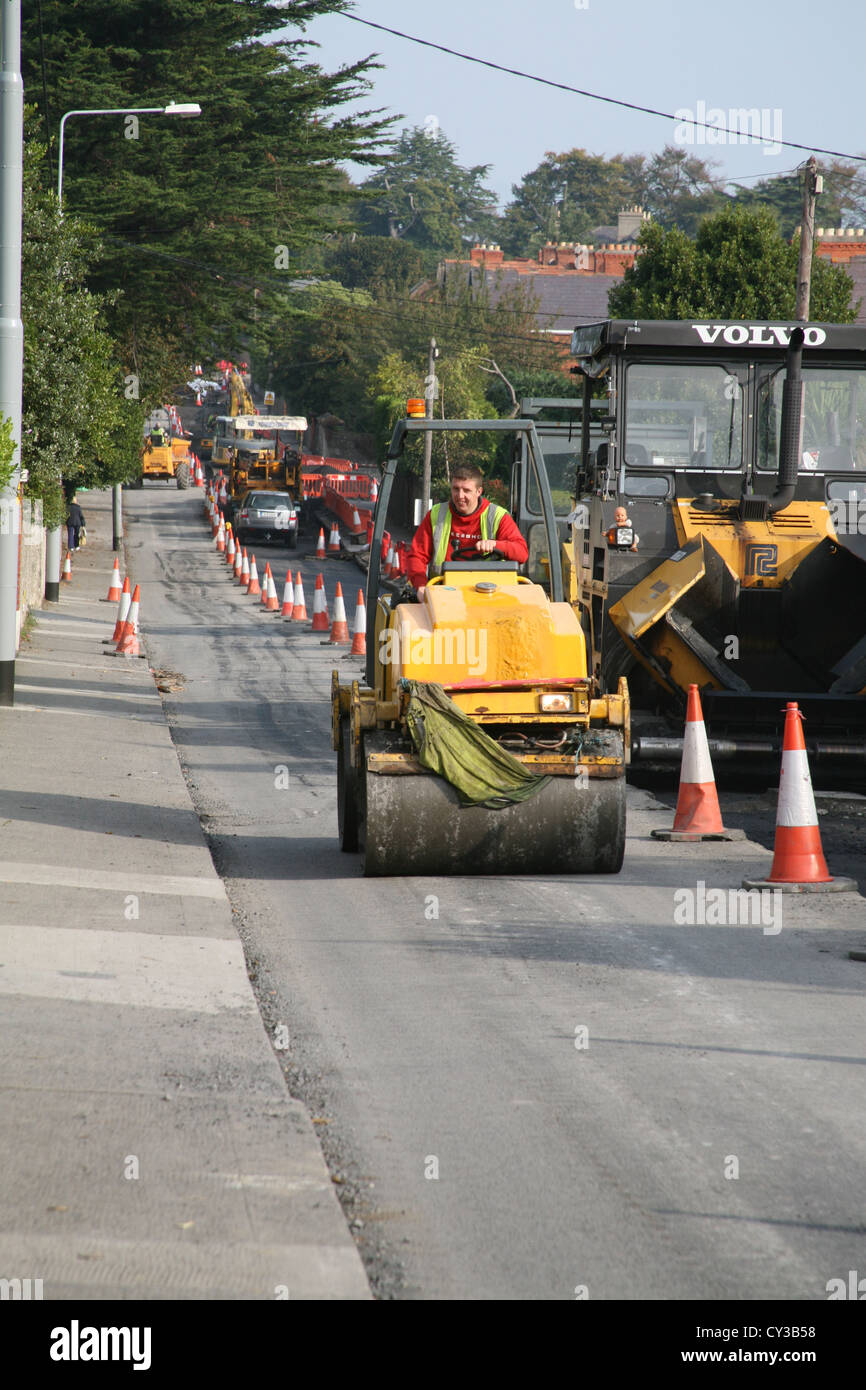 Roadworks in Dun Laoghaire Dublin Ireland Stock Photo