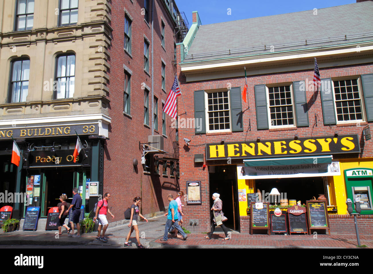 Boston Massachusetts,Haymarket,Union Street,historic district,bars,pubs,restaurant restaurants food dining cafe cafes,MA120822077 Stock Photo