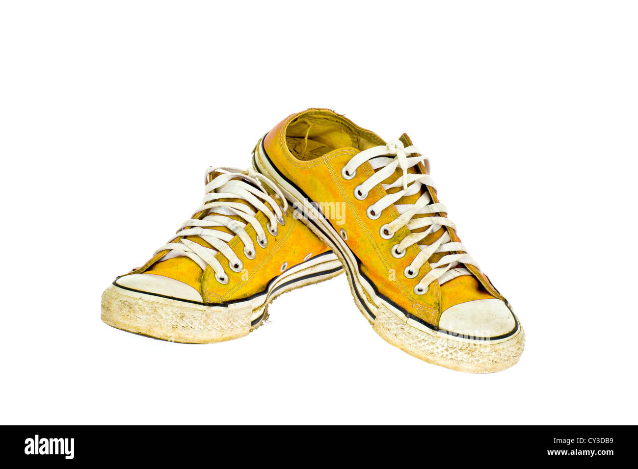 vintage yellow shoe on White background Stock Photo Alamy