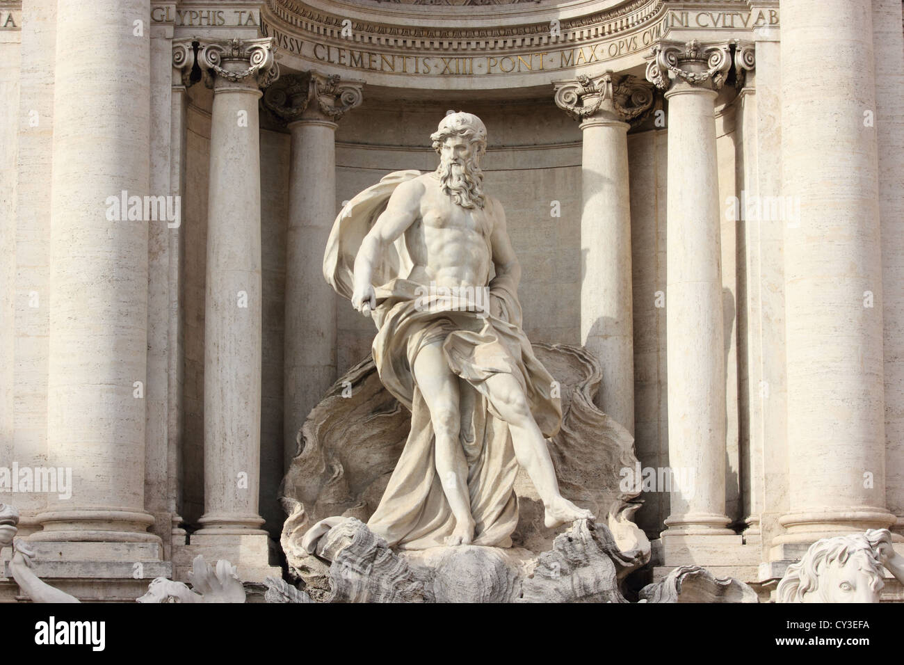 statue, The famous Fountain of Trevi, la fontana di Trevi, detail, Italy, travel, Roma, Rome, marble, photoarkive Stock Photo