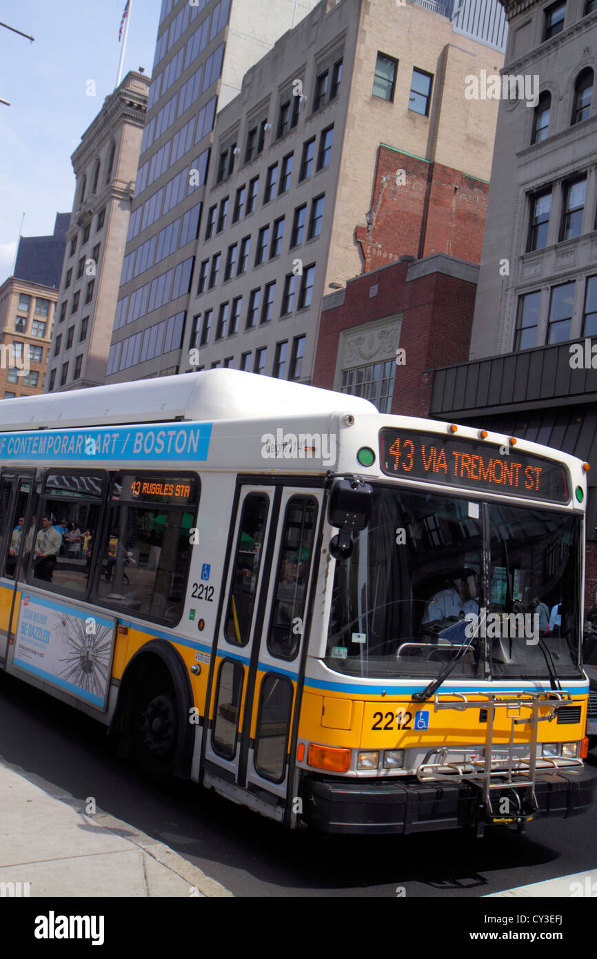Boston Massachusetts,Tremont Street,bus,coach,MBTA,MA120823015 Stock Photo
