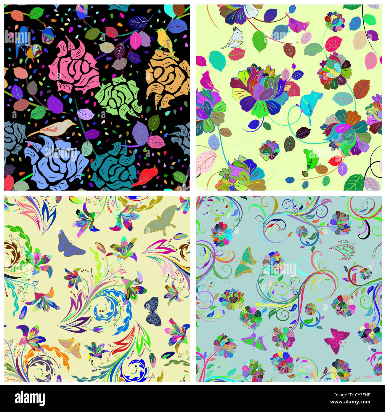 Seamless vector floral pattern Stock Photo - Alamy