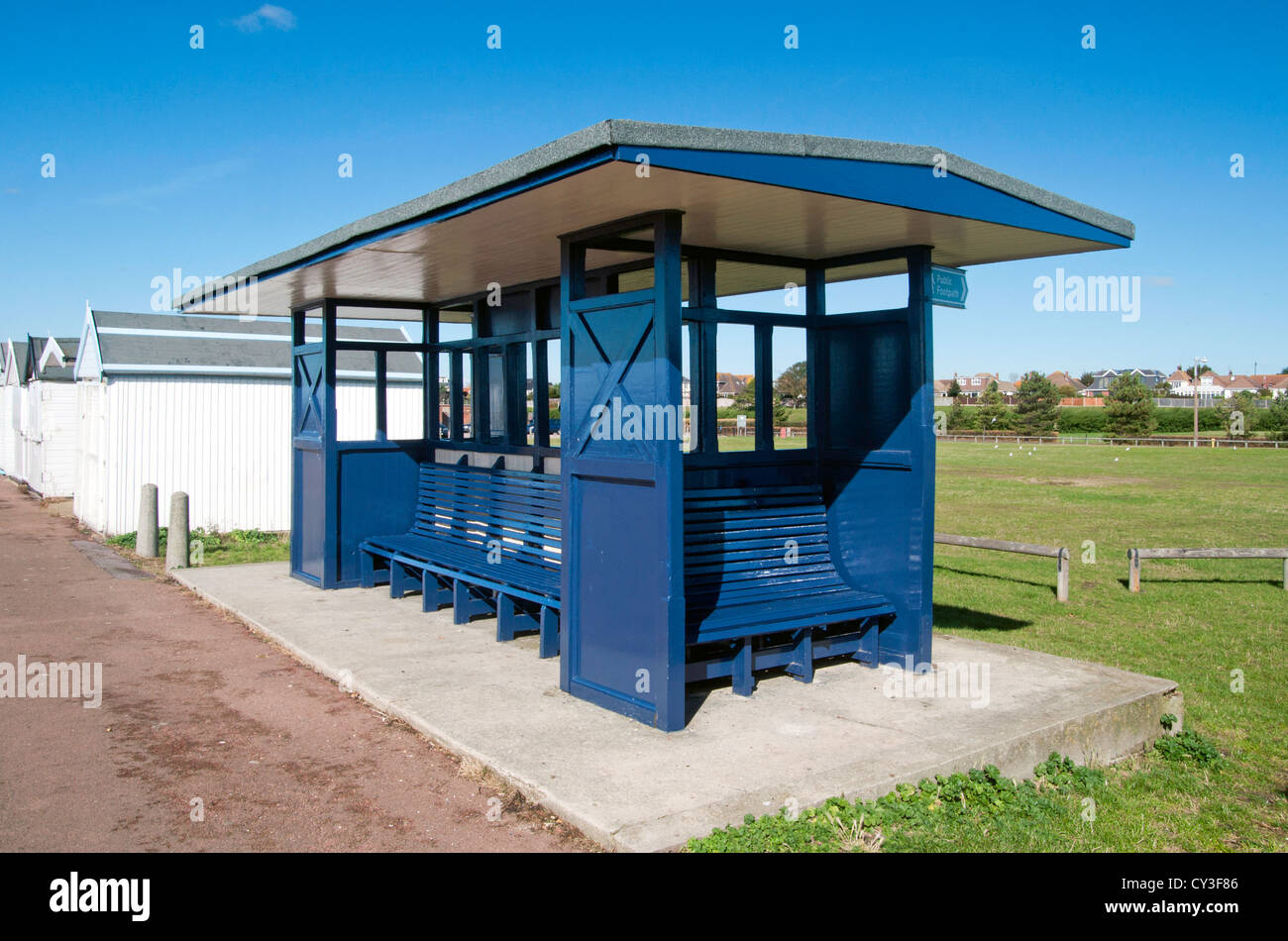 Public shelter near seafront and park Stock Photo Alamy