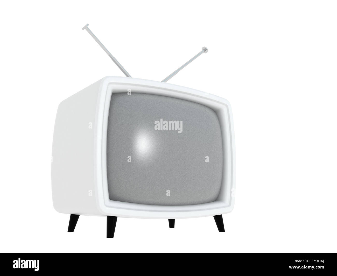 Old-fashioned White TV Isolated on White Background Stock Photo - Alamy
