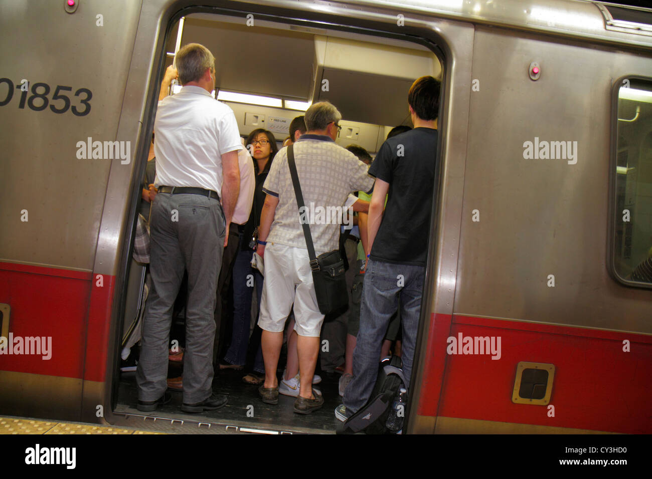 Boston Massachusetts,MBTA,T,Red Line,subway,train,train,riders ...