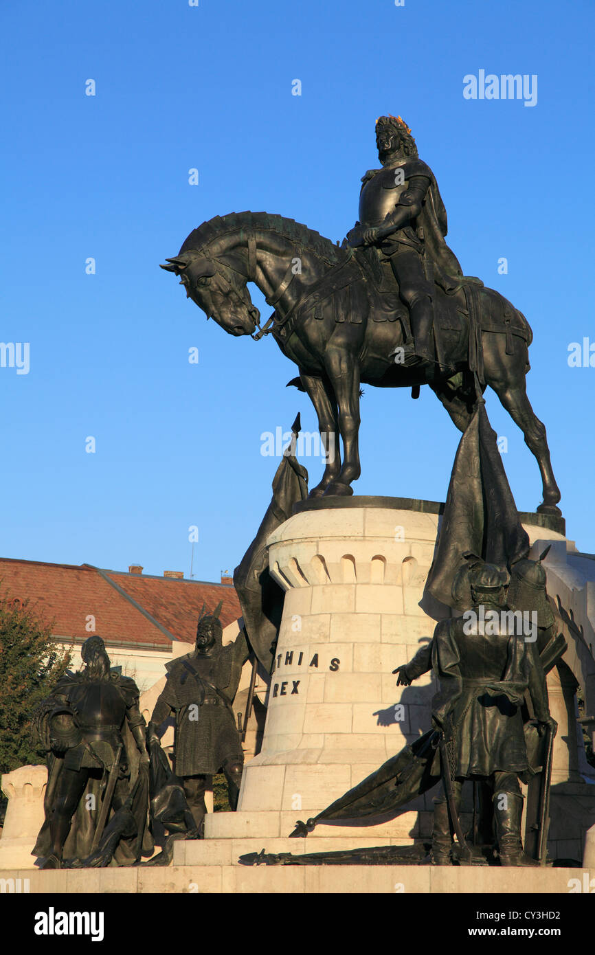 Romania, Cluj-Napoca, Hungarian King Matthias Corvinus statue, Stock Photo