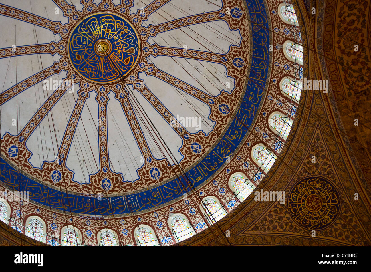 Interior of the Blue Mosque of Istanbul Stock Photo