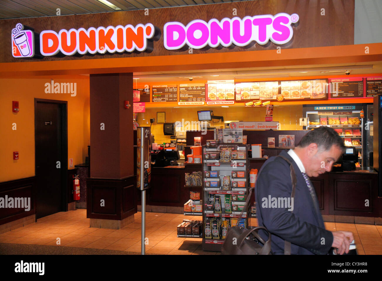 Boston Massachusetts,Logan International Airport,BOS,terminal,Dunkin' Donuts,coffee,barista,food