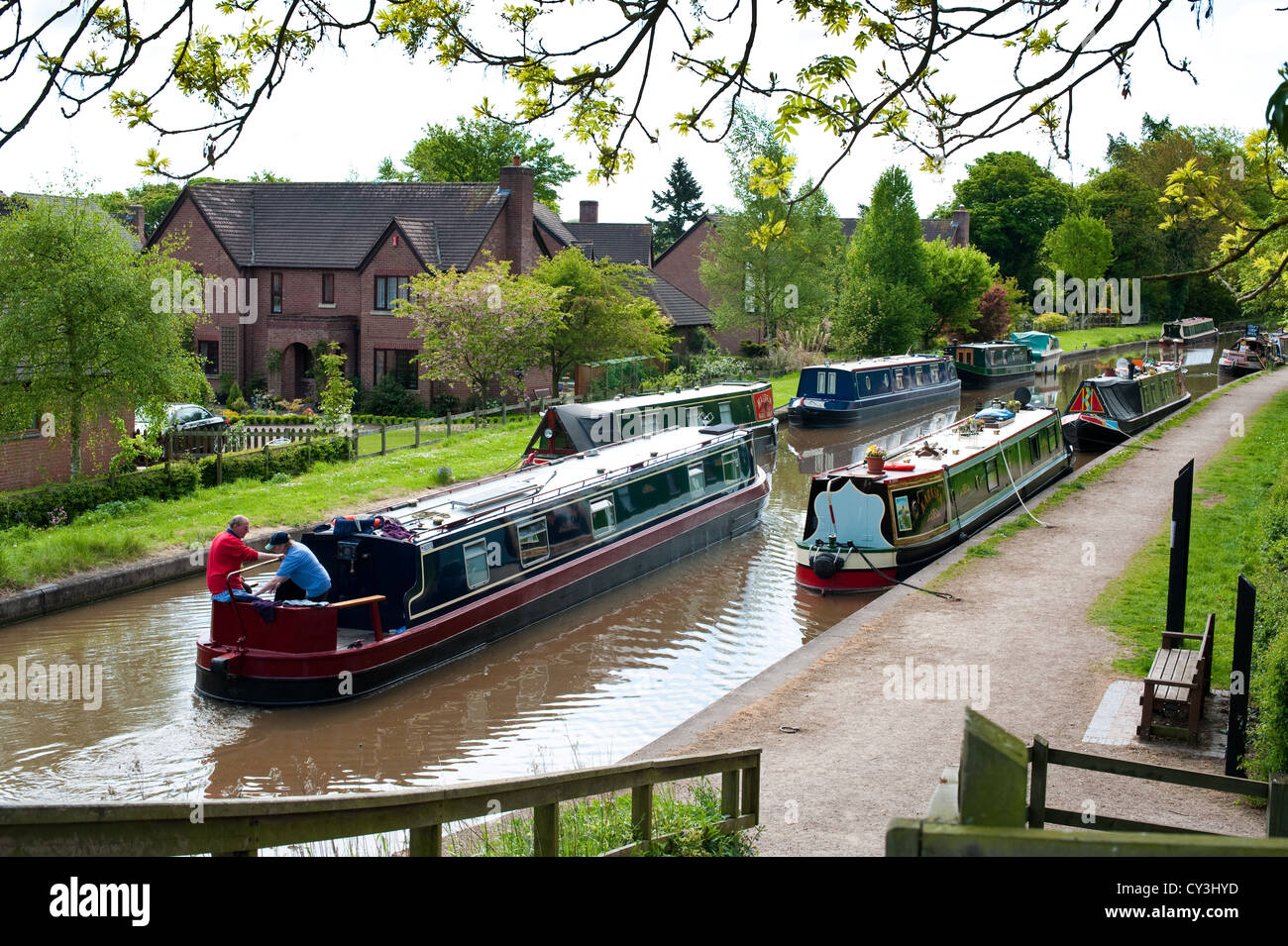 Narrow boats on the Shropshire Union Canal, Market Drayton, Shropshire