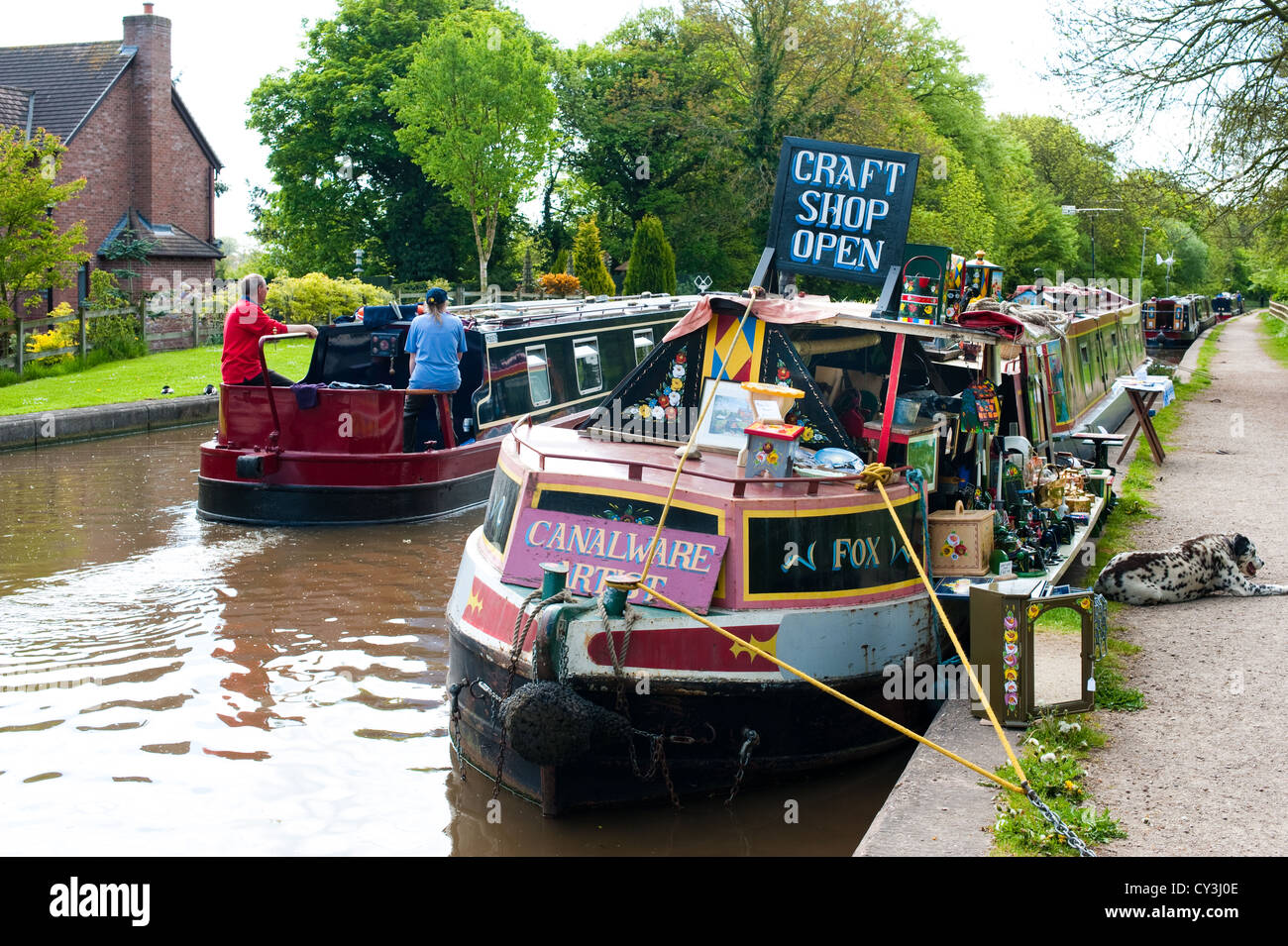 Narrow boats on the Shropshire Union Canal, Market Drayton, Shropshire