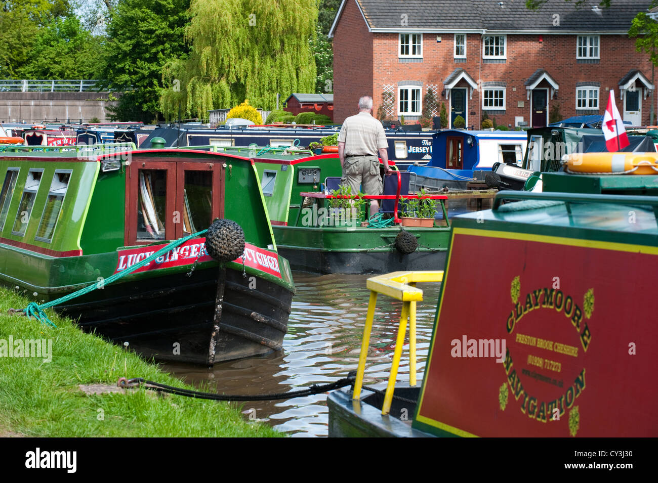 Narrow boats on the Shropshire Union Canal, Market Drayton, Shropshire