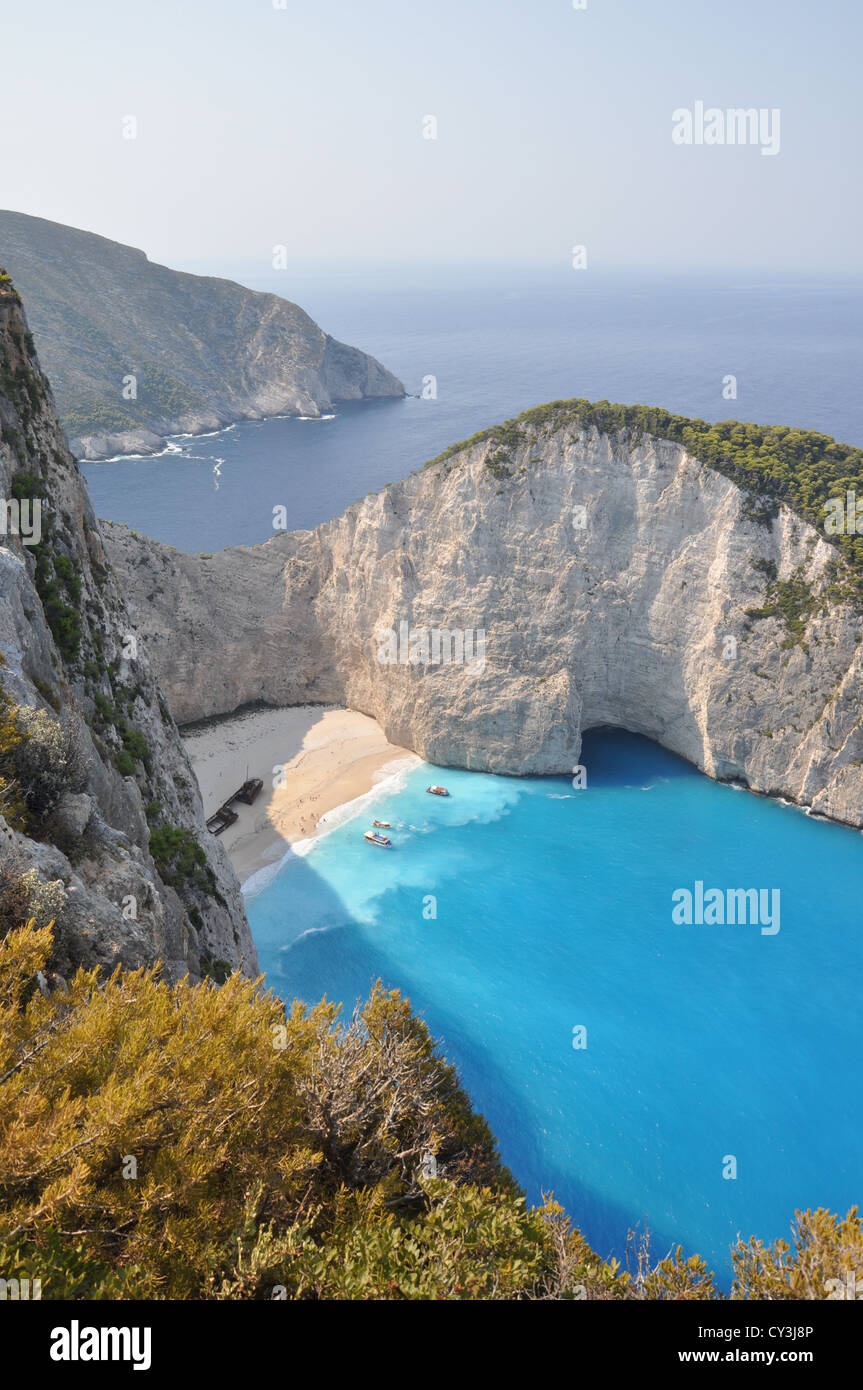A panorama over Shipwreck Bay, Zante (Zakynthos), Ionian Islands, Greece Stock Photo
