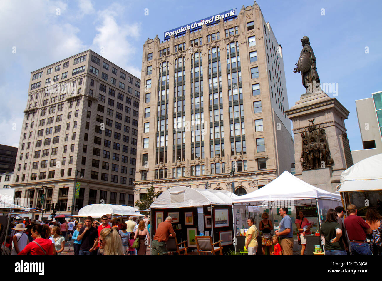 Portland Maine,Congress Street,WCSH 6 street,sidewalk Art Festival,artists,vendor vendors stall stalls booth market marketplace,shopping shopper shopp Stock Photo