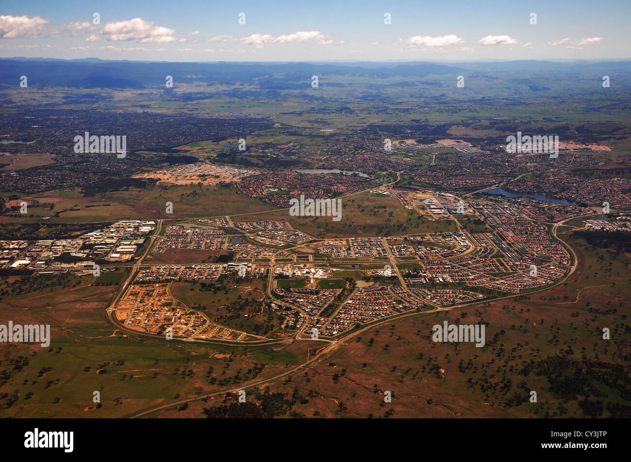 canberra city birdview from the aeroplane Stock Photo