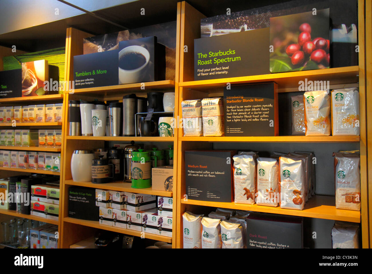 Maine Freeport Main Street Route 1 Starbucks Coffee retail display